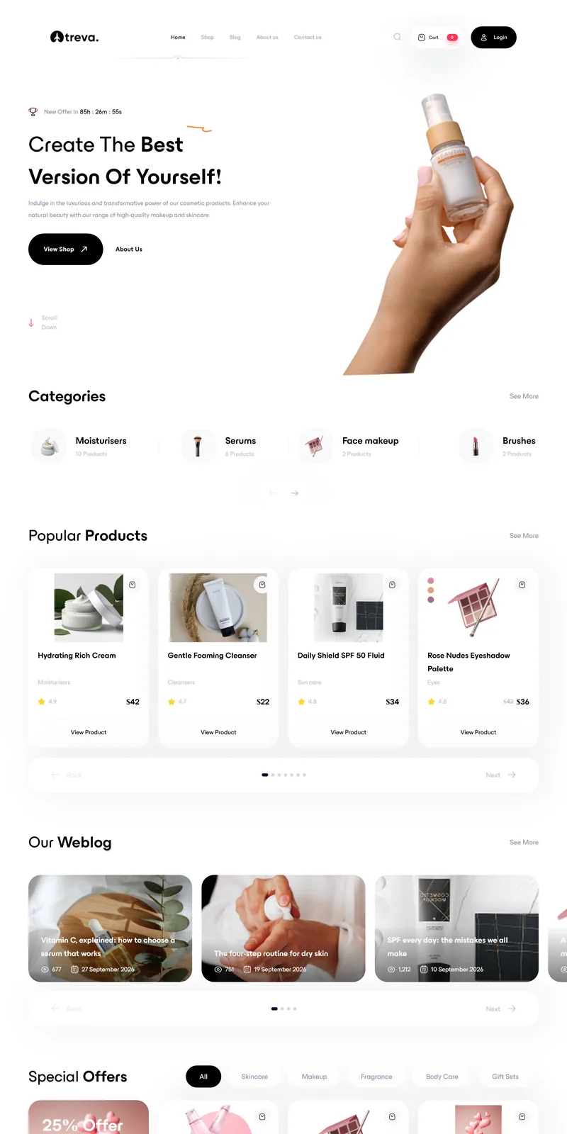Treva Beauty demo home page