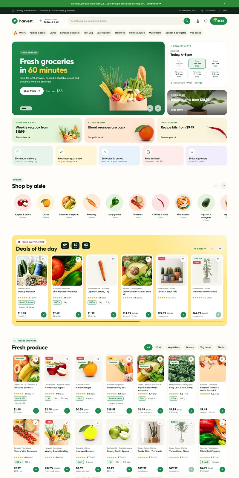 Harvest demo home page