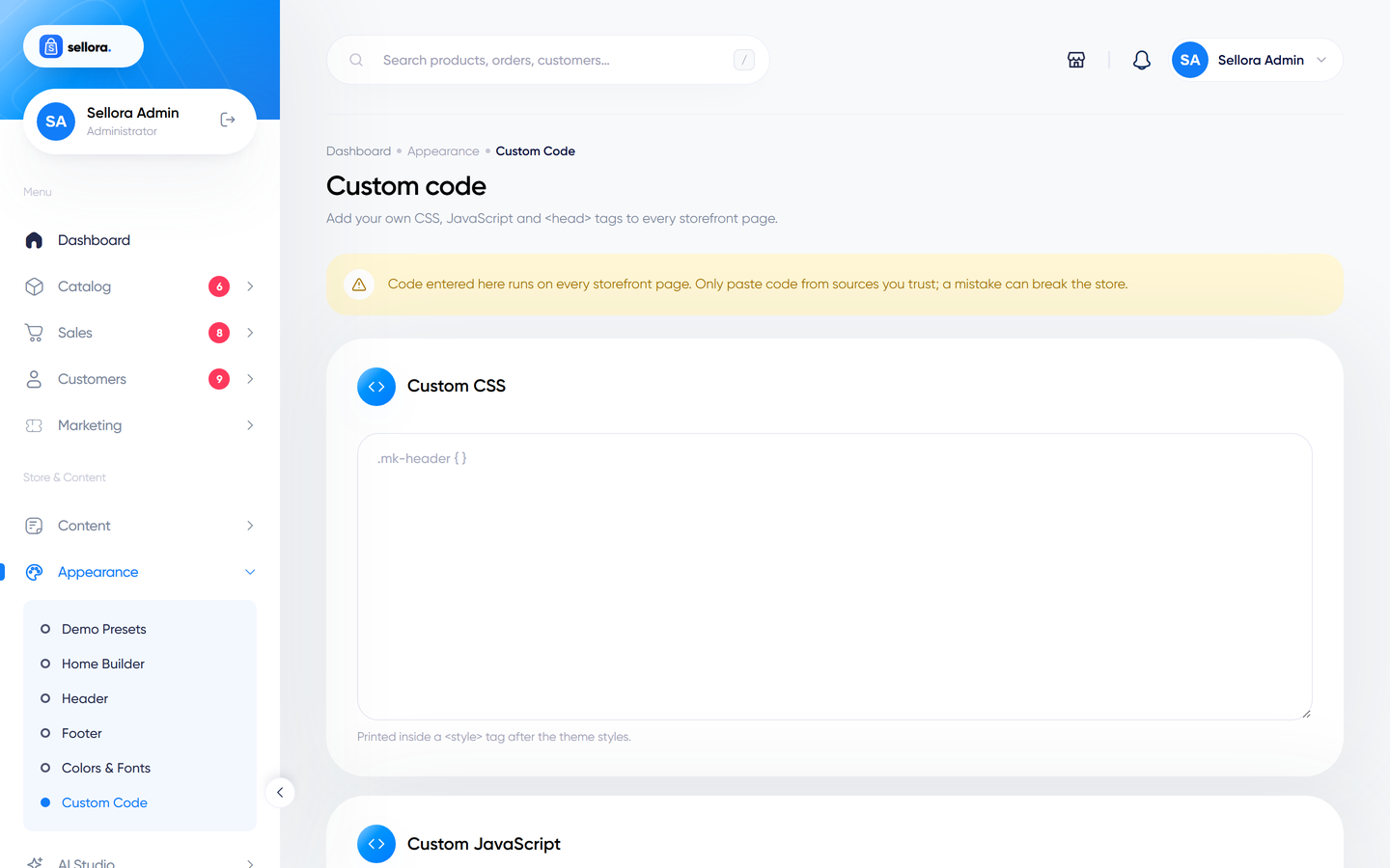 Custom code