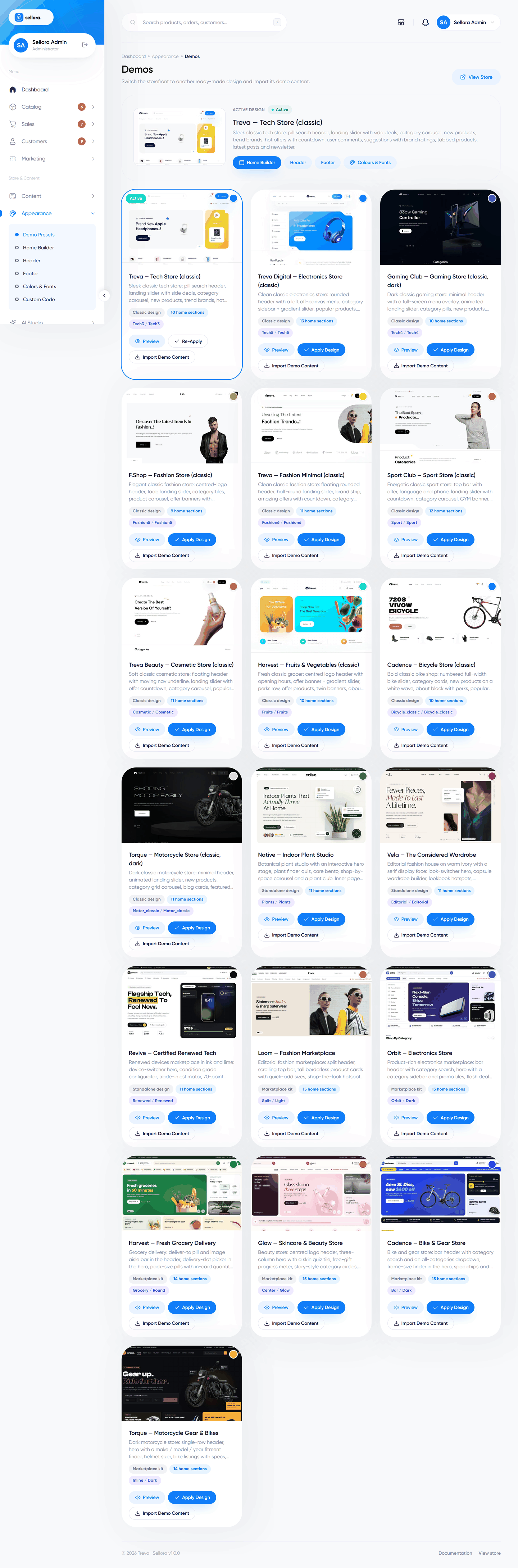 Demos gallery with 19 designs