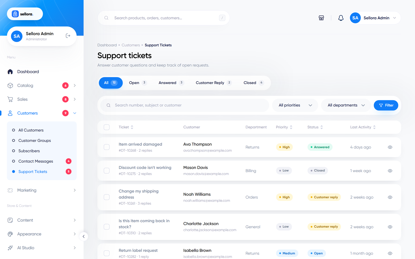 Support tickets